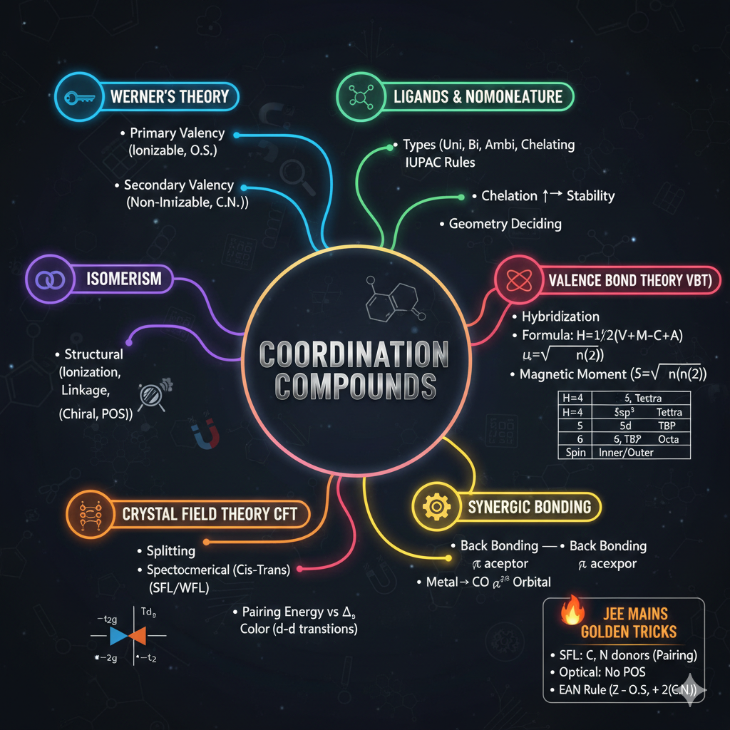 Coordination Compounds Isomerism and CFT Summary Chart