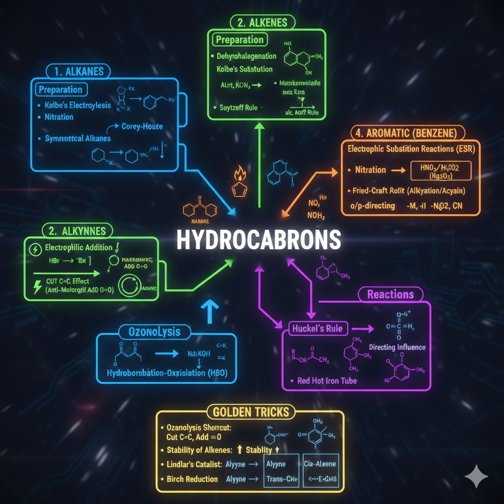 Hydrocarbons Reactions and Mechanism Summary Chart