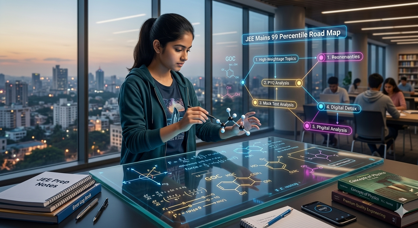 Girl Student Studying for JEE