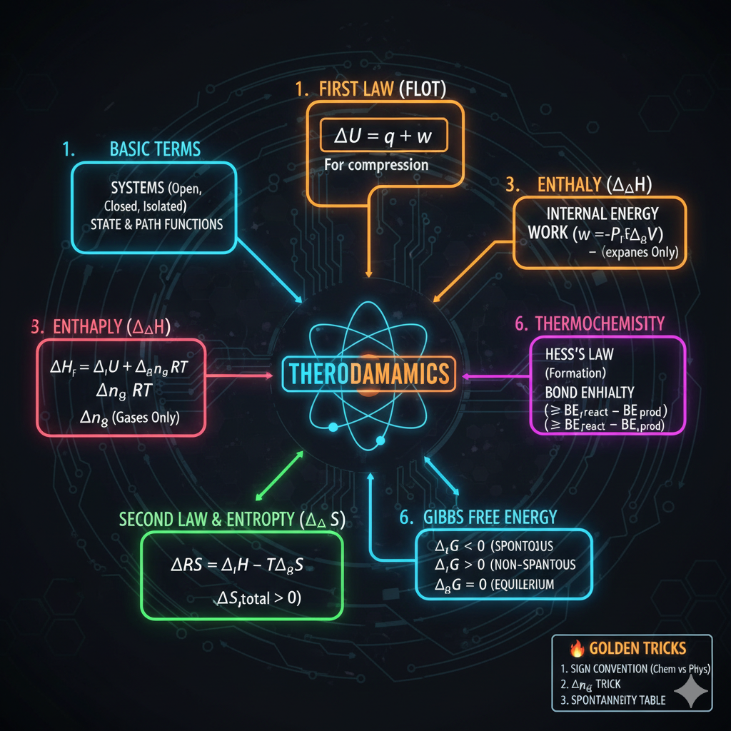 Thermodynamics Formulas and Spontaneity Table